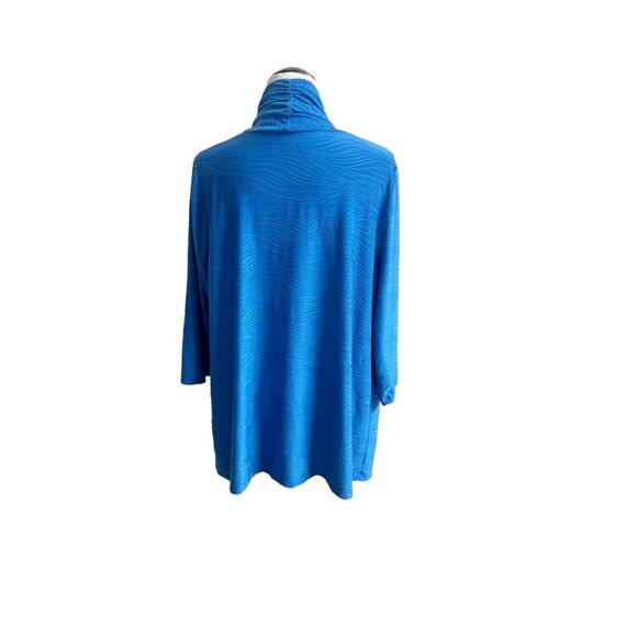Croft & Barrow Blue Embroidered Wavy Design Cardigan Size 2X Lapel Collar - Picture 3 of 13